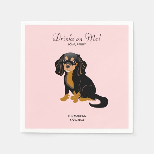 Black Tan Cavalier Wedding Cocktail Napkins Serviette (Vorderseite)