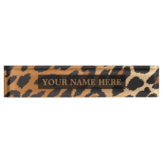 Black & Tan Cheetah Leopard Glam Personalisiert Namensplakette (Vorderseite)