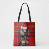 Black Tan Coonhound Christmas Dog Seasonal Plaid Tasche (Vorderseite)