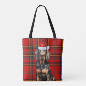Black Tan Coonhound Christmas Dog Seasonal Plaid Tasche (Rückseite)