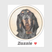 Black & Tan Coonhound Malerei - Original Hunde Kun Aufkleber (Blatt)