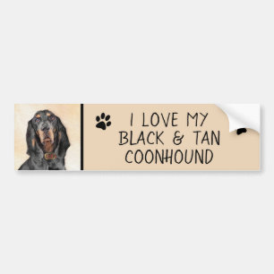 Black & Tan Coonhound Malerei - Original Hunde Kun Autoaufkleber