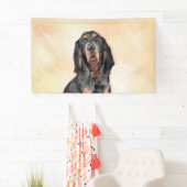 Black & Tan Coonhound Malerei - Original Hunde Kun Banner (Insitu)