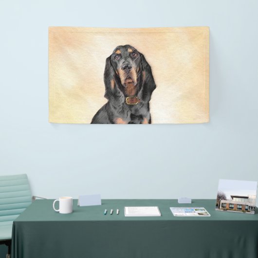 Black & Tan Coonhound Malerei - Original Hunde Kun Banner (Messeveranstaltung)