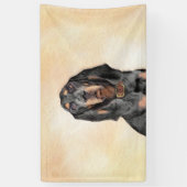 Black & Tan Coonhound Malerei - Original Hunde Kun Banner (Vertikal)