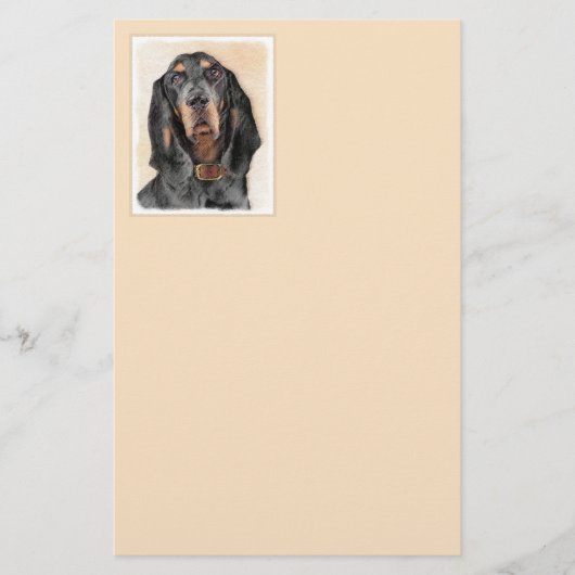 Black & Tan Coonhound Malerei - Original Hunde Kun Briefpapier (Vorderseite)