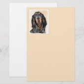Black & Tan Coonhound Malerei - Original Hunde Kun Briefpapier (Vorne/Hinten)