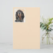Black & Tan Coonhound Malerei - Original Hunde Kun Briefpapier (Stehend Vorderseite)