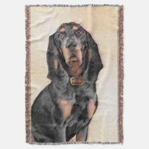 Black & Tan Coonhound Malerei - Original Hunde Kun Decke