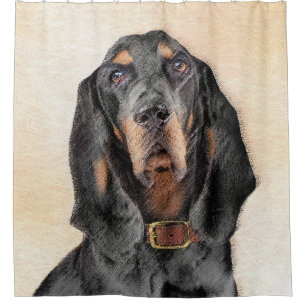 Black & Tan Coonhound Malerei - Original Hunde Kun Duschvorhang