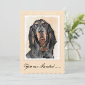 Black & Tan Coonhound Malerei - Original Hunde Kun Einladung (Stehend Vorderseite)