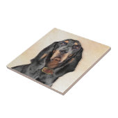 Black & Tan Coonhound Malerei - Original Hunde Kun Fliese (Seite)