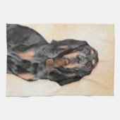 Black & Tan Coonhound Malerei - Original Hunde Kun Geschirrtuch (Horizontal)