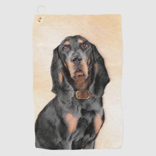 Black & Tan Coonhound Malerei - Original Hunde Kun Golfhandtuch