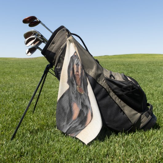 Black & Tan Coonhound Malerei - Original Hunde Kun Golfhandtuch (Gras)