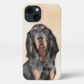 Black & Tan Coonhound Malerei - Original Hunde Kun iPhone Hülle (Rückseite)