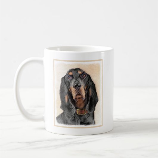 Black & Tan Coonhound Malerei - Original Hunde Kun Kaffeetasse (Links)