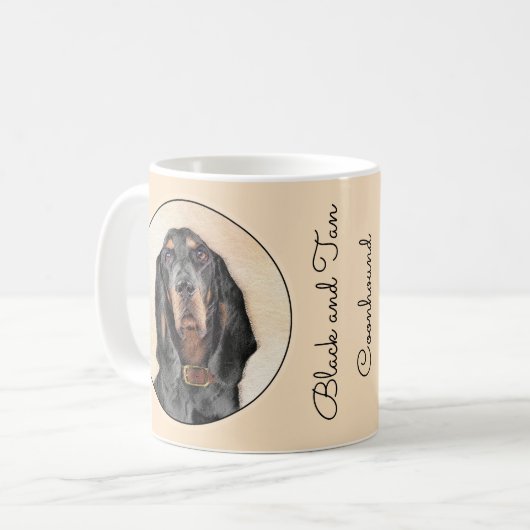 Black & Tan Coonhound Malerei - Original Hunde Kun Kaffeetasse (Vorderseite Links)