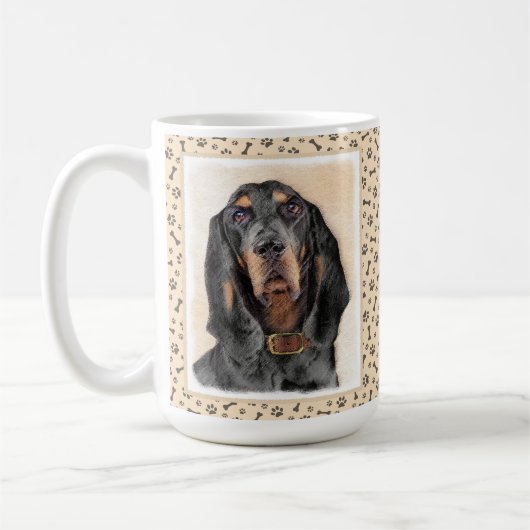 Black & Tan Coonhound Malerei - Original Hunde Kun Kaffeetasse (Links)