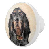 Black & Tan Coonhound Malerei - Original Hunde Kun Keramikknauf (Rechts)