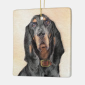Black & Tan Coonhound Malerei - Original Hunde Kun Keramikornament (Links)