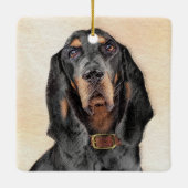 Black & Tan Coonhound Malerei - Original Hunde Kun Keramikornament (Rückseite)