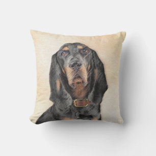 Black & Tan Coonhound Malerei - Original Hunde Kun Kissen