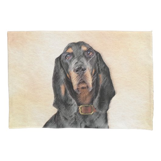 Black & Tan Coonhound Malerei - Original Hunde Kun Kissenbezug (Vorderseite)