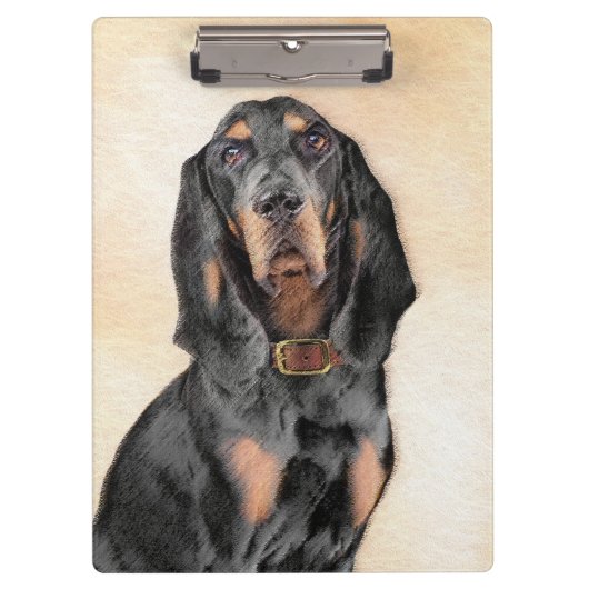 Black & Tan Coonhound Malerei - Original Hunde Kun Klemmbrett (Vorderseite)