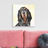 Black & Tan Coonhound Malerei - Original Hunde Kun Leinwanddruck (Insitu (Wohnzimmer))
