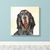 Black & Tan Coonhound Malerei - Original Hunde Kun Leinwanddruck (Insitu (Holzboden))