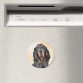 Black & Tan Coonhound Malerei - Original Hunde Kun Magnet (In Situ (Geschirrspüler))