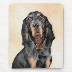 Black & Tan Coonhound Malerei - Original Hunde Kun Mousepad