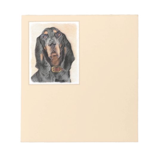 Black & Tan Coonhound Malerei - Original Hunde Kun Notizblock (Vorderseite)