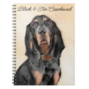 Black & Tan Coonhound Malerei - Original Hunde Kun Notizblock