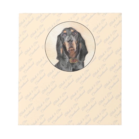 Black & Tan Coonhound Malerei - Original Hunde Kun Notizblock (Vorderseite)