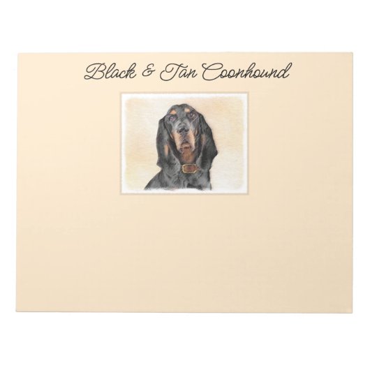 Black & Tan Coonhound Malerei - Original Hunde Kun Notizblock (Vorderseite)