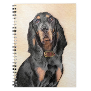 Black & Tan Coonhound Malerei - Original Hunde Kun Notizblock