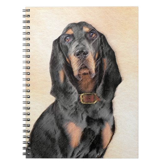 Black & Tan Coonhound Malerei - Original Hunde Kun Notizblock (Vorderseite)