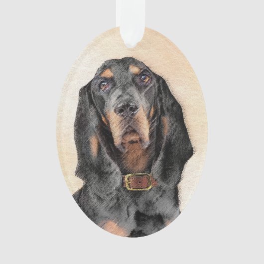Black & Tan Coonhound Malerei - Original Hunde Kun Ornament (Vorderseite)