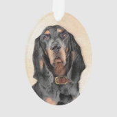 Black & Tan Coonhound Malerei - Original Hunde Kun Ornament (Rückseite)