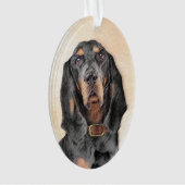 Black & Tan Coonhound Malerei - Original Hunde Kun Ornament (Vorderseite)