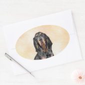 Black & Tan Coonhound Malerei - Original Hunde Kun Ovaler Aufkleber (Umschlag)