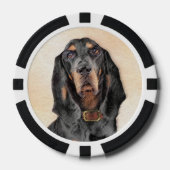Black & Tan Coonhound Malerei - Original Hunde Kun Pokerchips (Vorderseite)