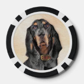 Black & Tan Coonhound Malerei - Original Hunde Kun Pokerchips (Rückseite)