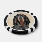 Black & Tan Coonhound Malerei - Original Hunde Kun Pokerchips (Einzeln)