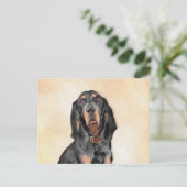 Black & Tan Coonhound Malerei - Original Hunde Kun Postkarte (Stehend Vorderseite)
