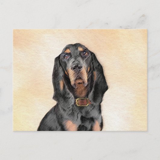 Black & Tan Coonhound Malerei - Original Hunde Kun Postkarte (Vorderseite)