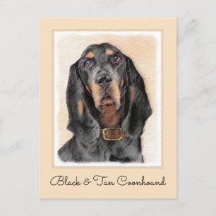 Black & Tan Coonhound Malerei - Original Hunde Kun Postkarte