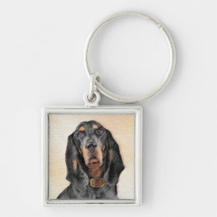 Black & Tan Coonhound Malerei - Original Hunde Kun Schlüsselanhänger